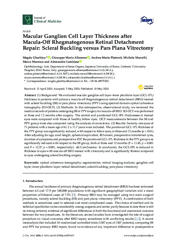 (PDF) Macular Ganglion Cell Layer Thickness after Macula-Off ...