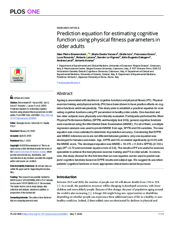 (PDF) Prediction equation for estimating cognitive function using ...