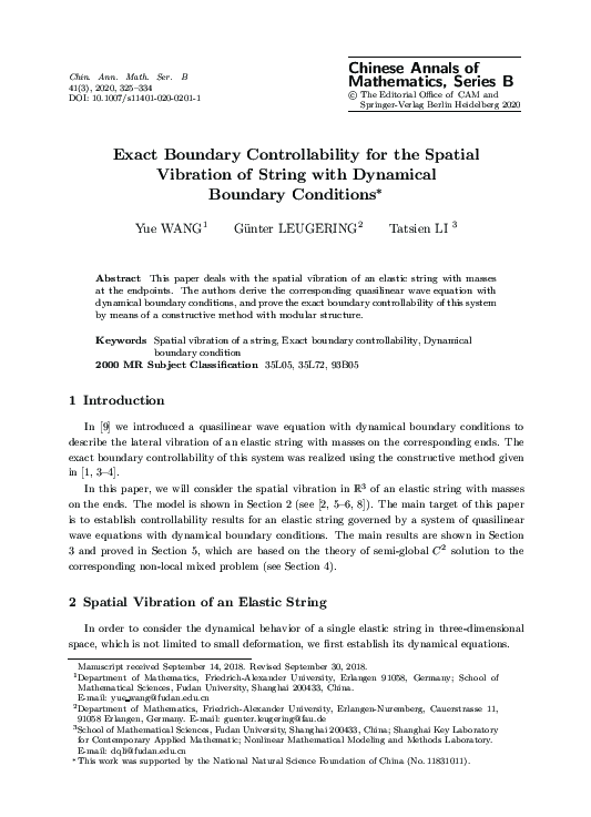 (PDF) Exact Boundary Controllability for the Spatial Vibration of ...