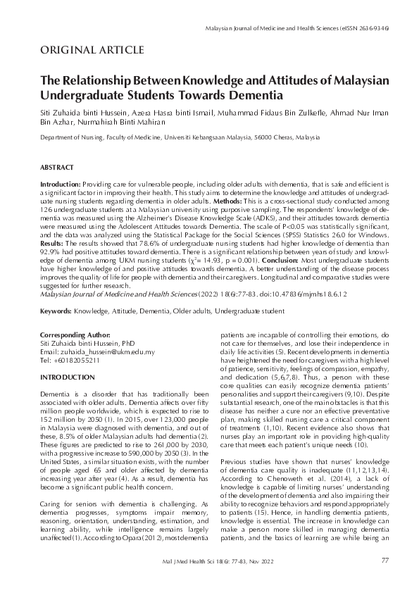 (PDF) The Relationship Between Knowledge and Attitudes of Malaysian ...