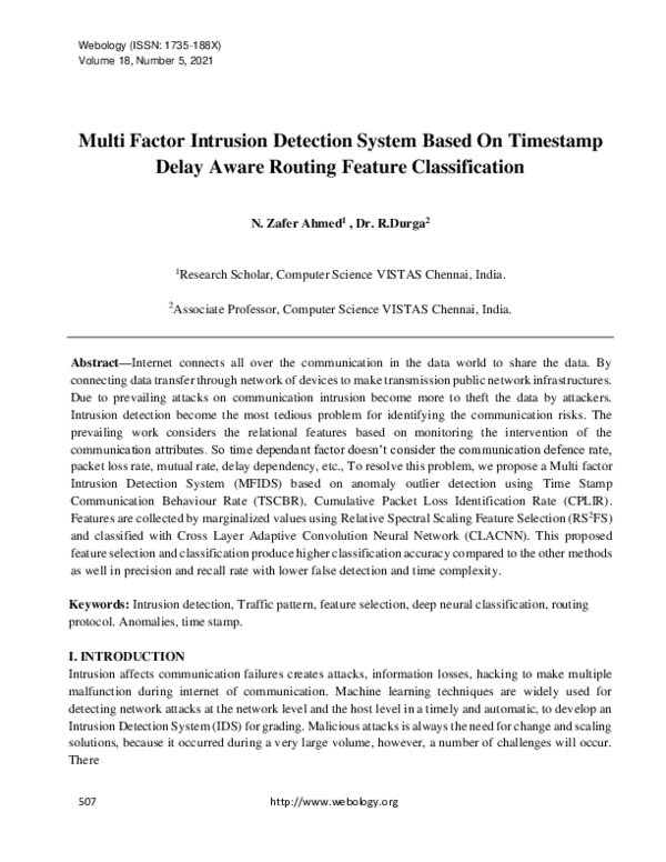 (PDF) Multi Factor Intrusion Detection System Based On Timestamp Delay ...