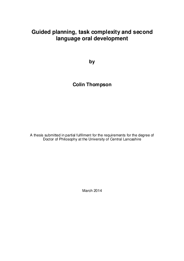 (PDF) (2014) Guided planning, task complexity and second language oral ...