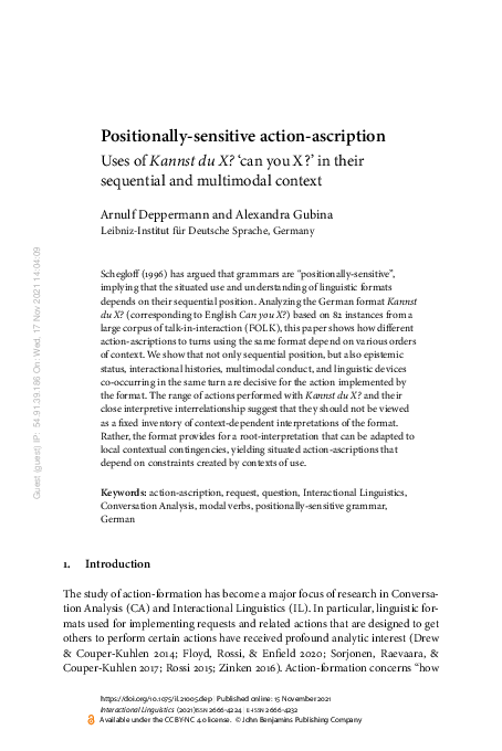 (PDF) Positionally-sensitive action-ascription