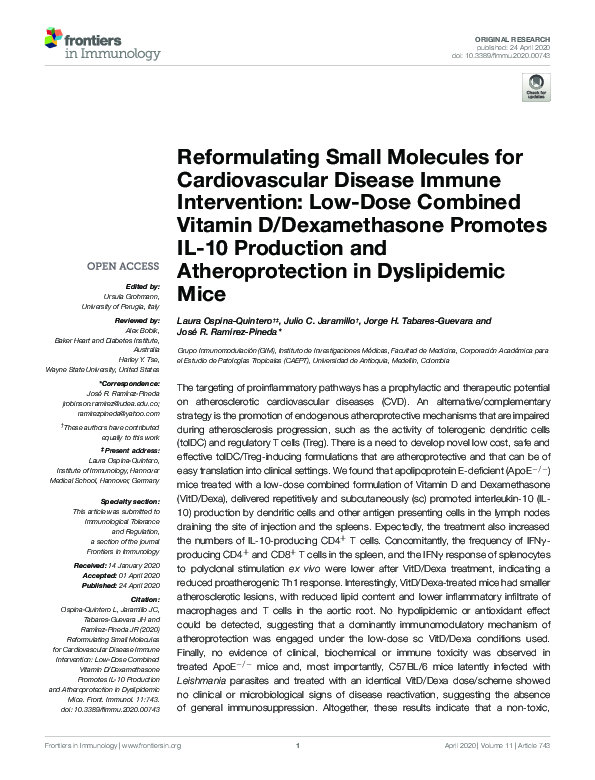 (PDF) Reformulating Small Molecules for Cardiovascular Disease Immune ...