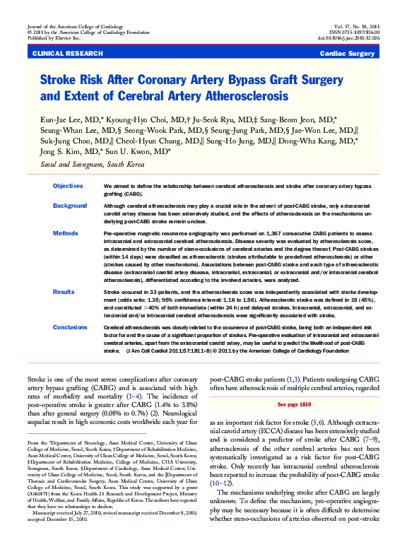 (PDF) Stroke Risk After Coronary Artery Bypass Graft Surgery and Extent ...