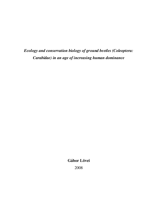 (PDF) Ecology and conservation biology of ground beetles (Coleoptera ...