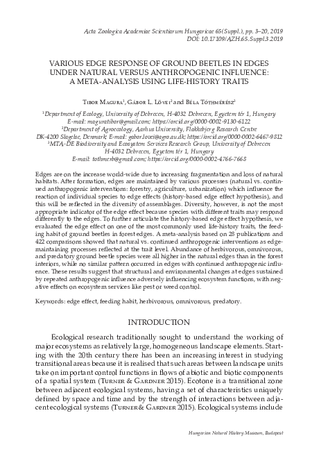 (PDF) Various edge response of ground beetles in edges under natural ...