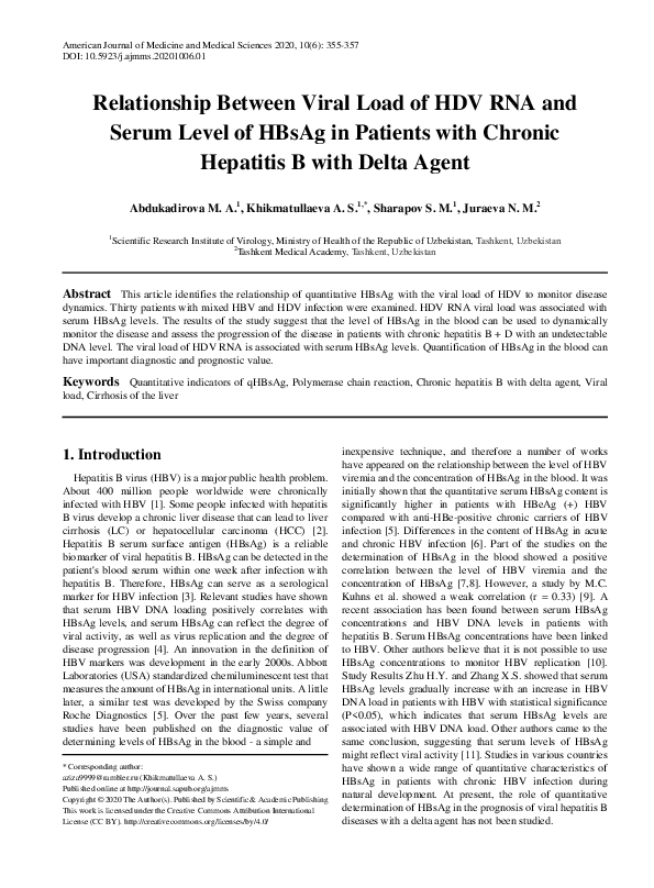 (PDF) Relationship Between Viral Load of HDV RNA and Serum Level of ...
