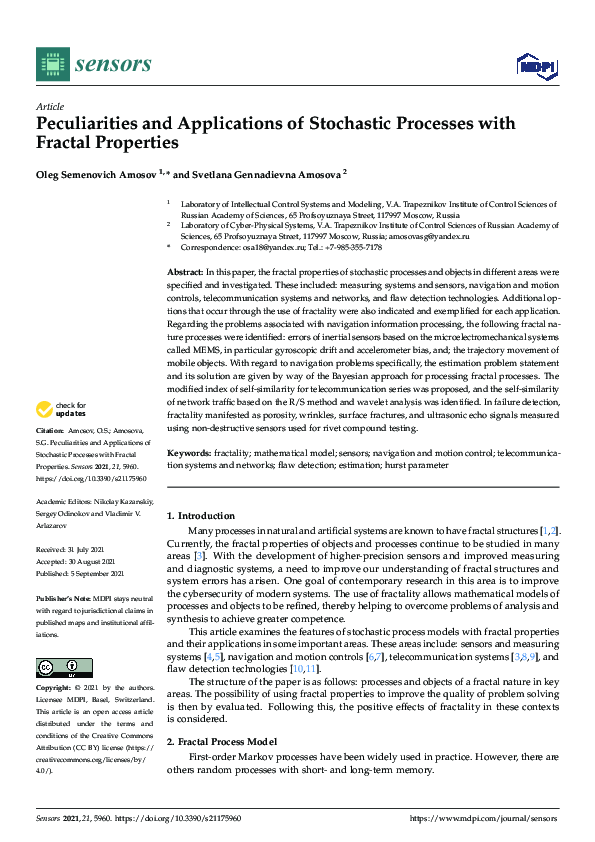 (PDF) Peculiarities and Applications of Stochastic Processes with ...