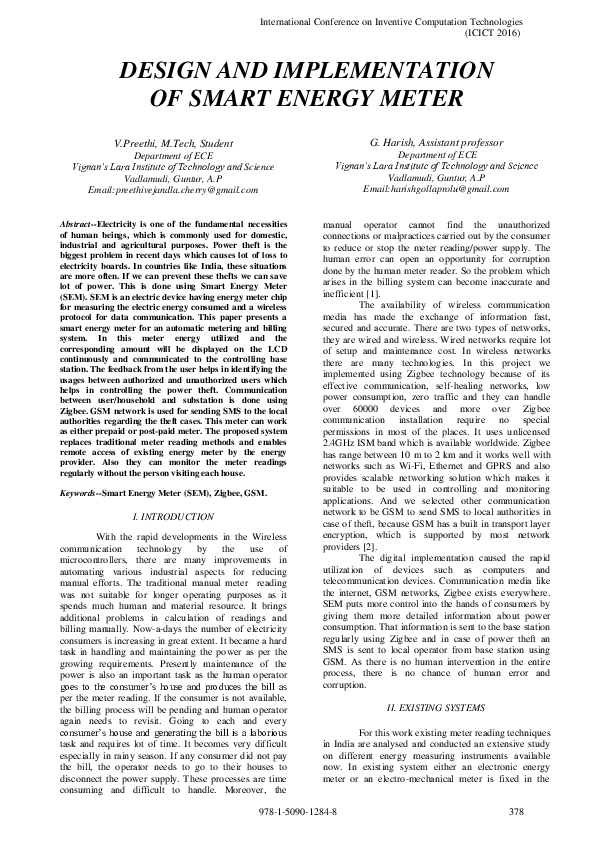 (PDF) Design and implementation of smart energy meter