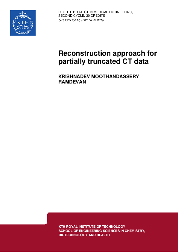 (PDF) Reconstruction Approach for Partially Truncated CT Data