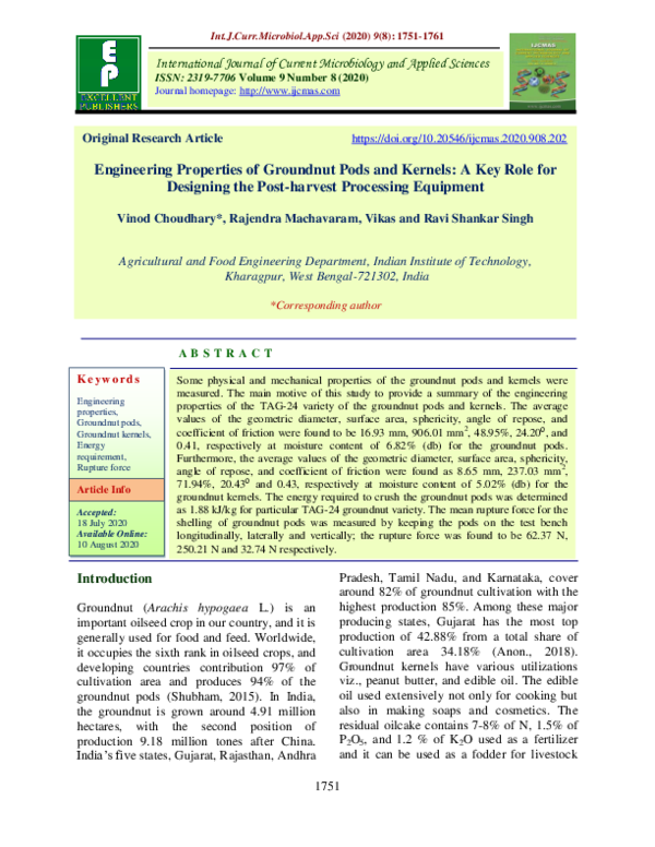 (PDF) Engineering Properties of Groundnut Pods and Kernels: A Key Role ...