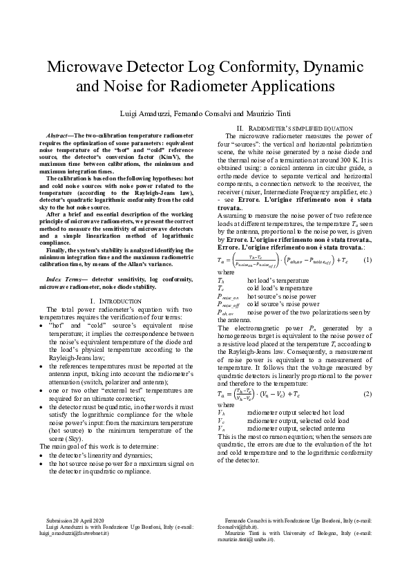 (PDF) Microwave Detector Log Conformity Dynamic and Noise for ...