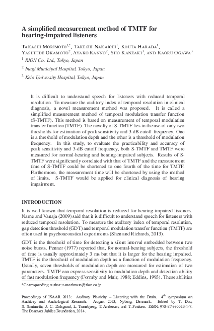 (PDF) A simplified measurement method of TMTF for hearing-impaired ...