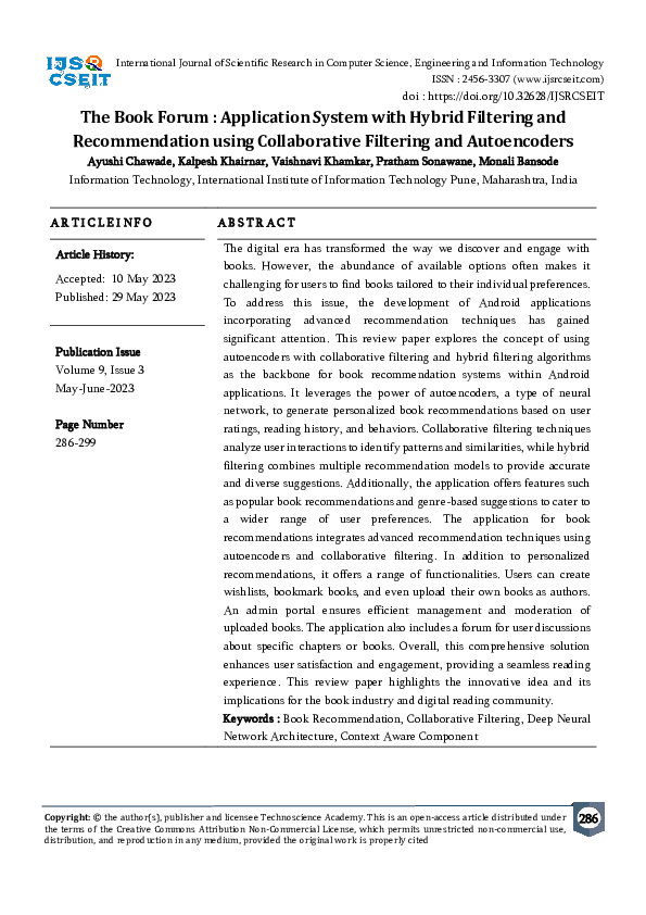 (PDF) The Book Forum : Application System with Hybrid Filtering and ...