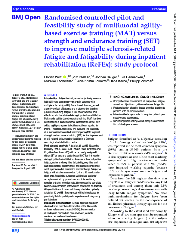 (PDF) Randomised controlled pilot and feasibility study of multimodal ...