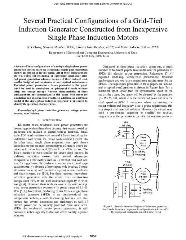 (PDF) Several practical configurations of a gridtied induction