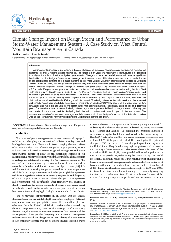 (PDF) Climate Change Impact on Design Storm and Performance of Urban ...