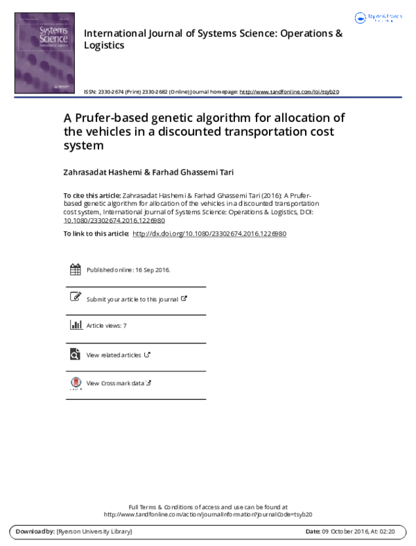 (PDF) A Prufer-based genetic algorithm for allocation of the vehicles ...