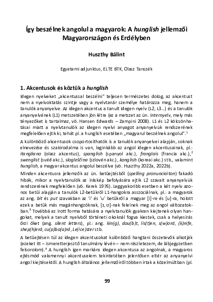 (PDF) Így beszélnek angolul a magyarok: A hunglish jellemzői ...