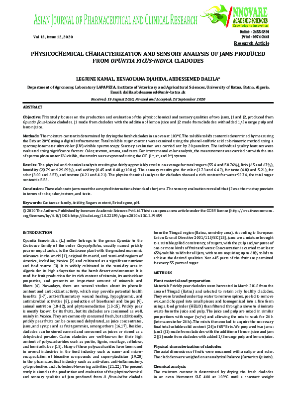 (PDF) PHYSICOCHEMICAL CHARACTERIZATION AND SENSORY ANALYSIS OF JAMS ...