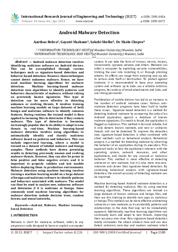 (PDF) Android Malware Detection