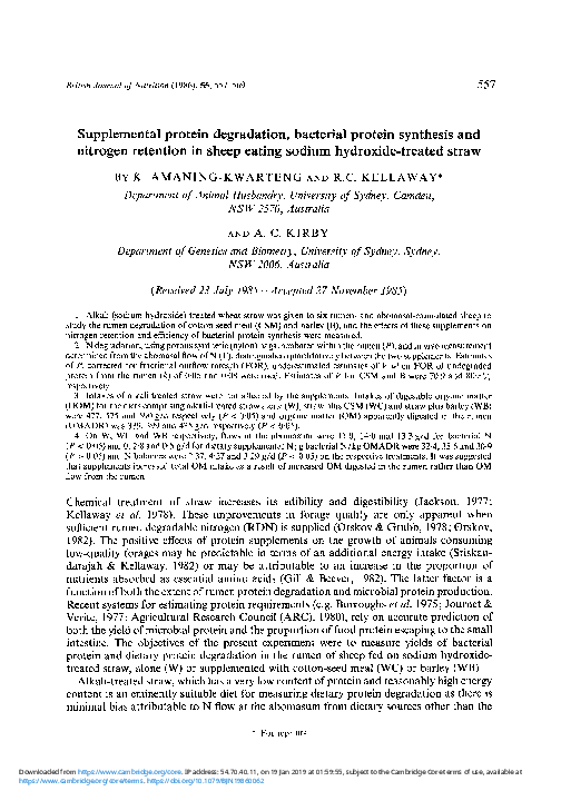 (PDF) Supplemental protein degradation, bacterial protein synthesis and