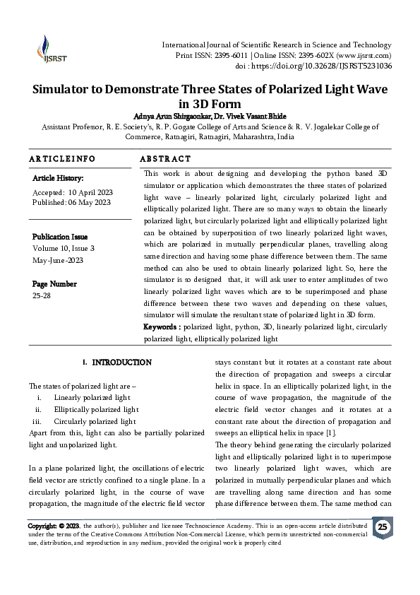 (PDF) Simulator to Demonstrate Three States of Polarized Light Wave in ...