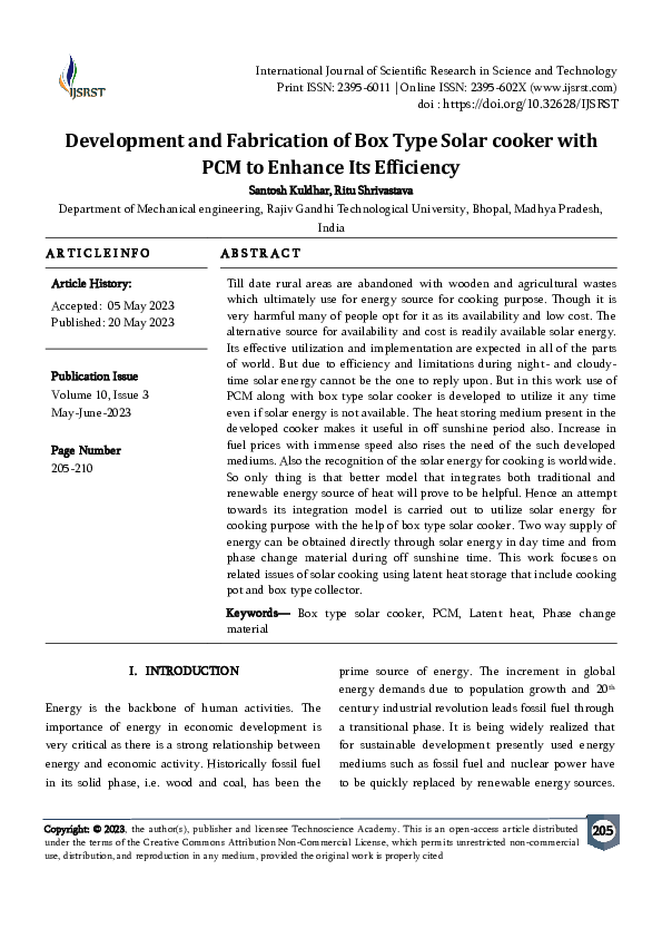 (PDF) Development and Fabrication of Box Type Solar cooker with PCM to ...