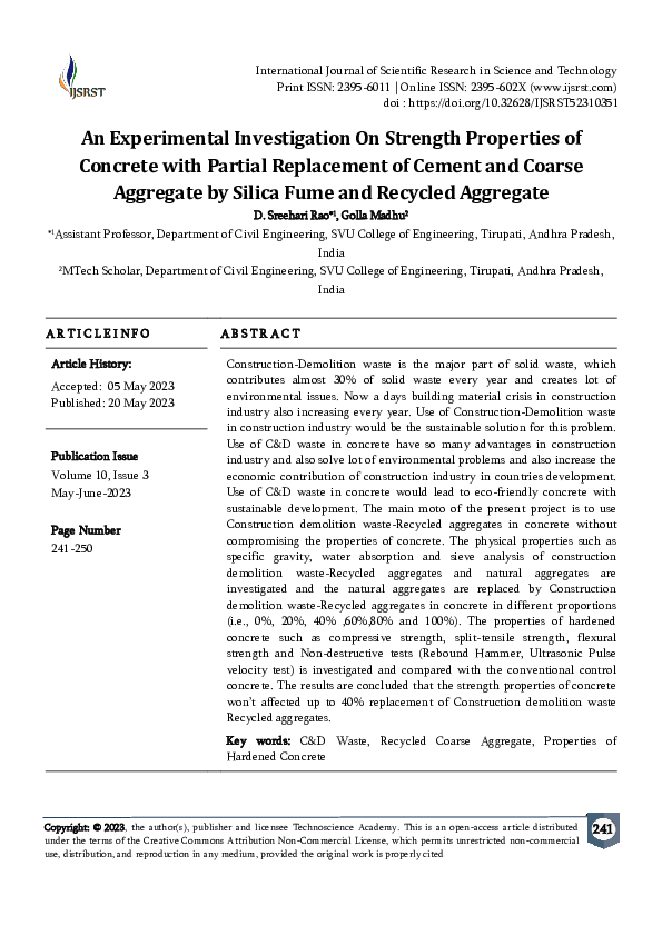 (PDF) An Experimental Investigation On Strength Properties of Concrete ...
