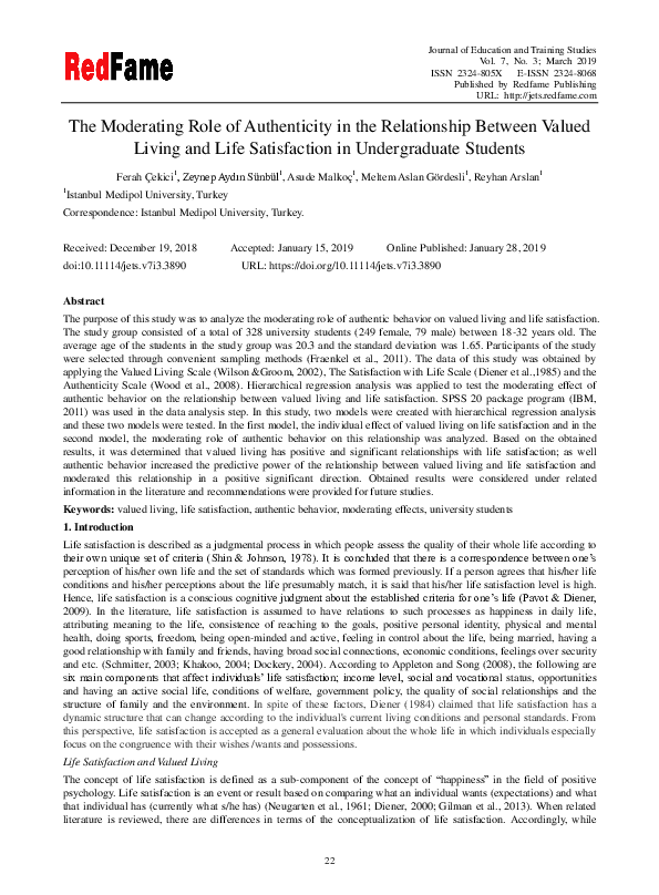 (PDF) The Moderating Role of Authenticity in the Relationship Between ...