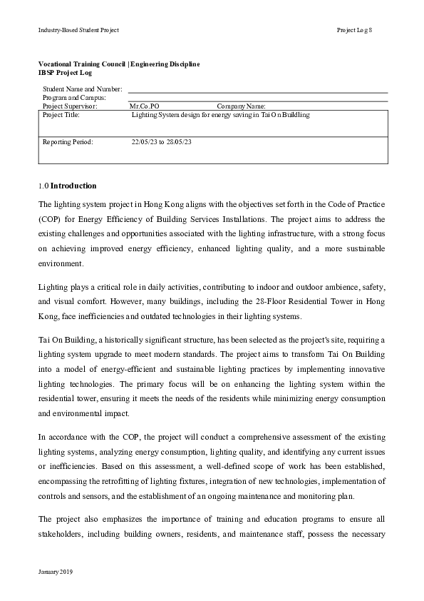 (DOC) IBSP Lighting System Tai On Building Log 8 updated 複本 speedy