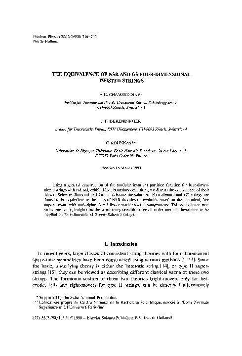 (PDF) The equivalence of NSR and GS four-dimensional twisted strings