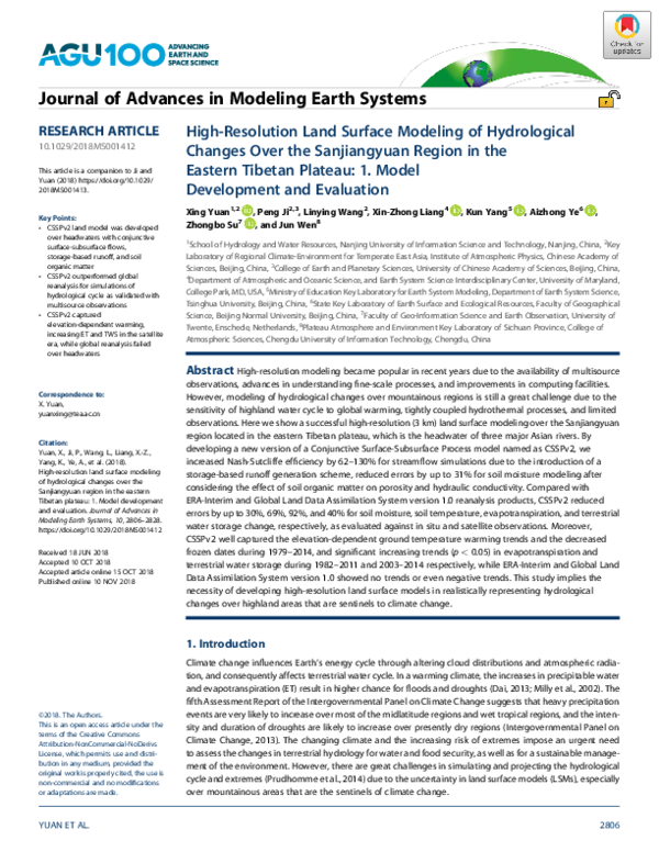 (PDF) High‐Resolution Land Surface Modeling of Hydrological Changes ...