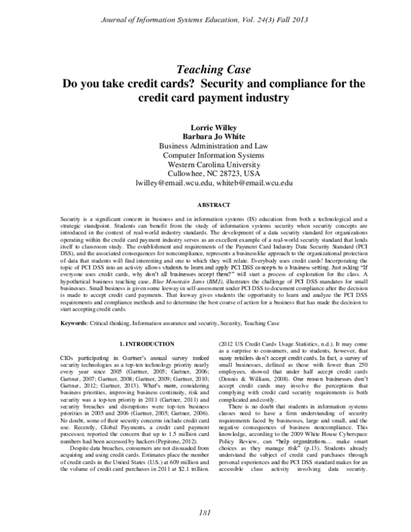 View of (PDF) Do you take credit cards? Security and compliance for the credit ...