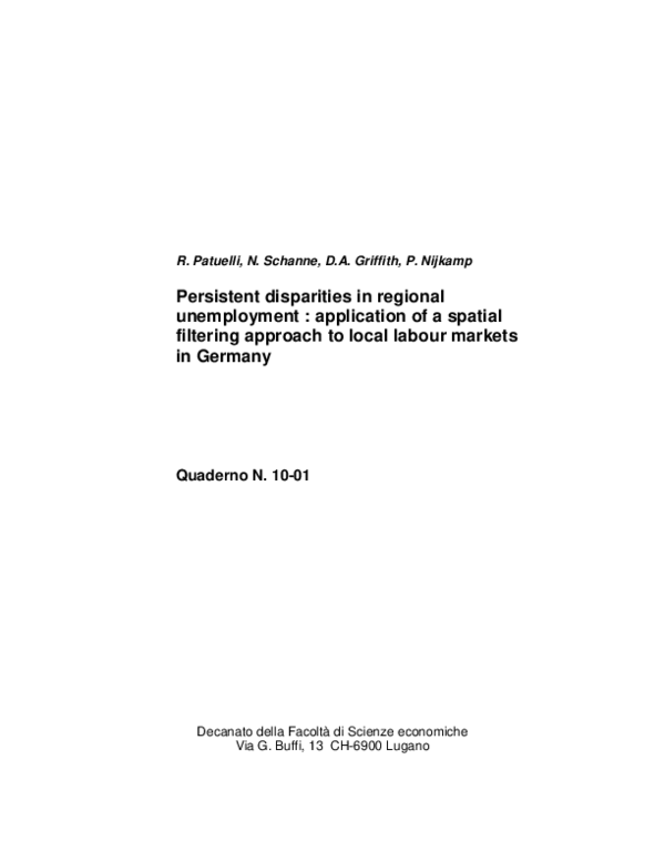 (PDF) Persistent Disparities In Regional Unemployment: Application of a ...