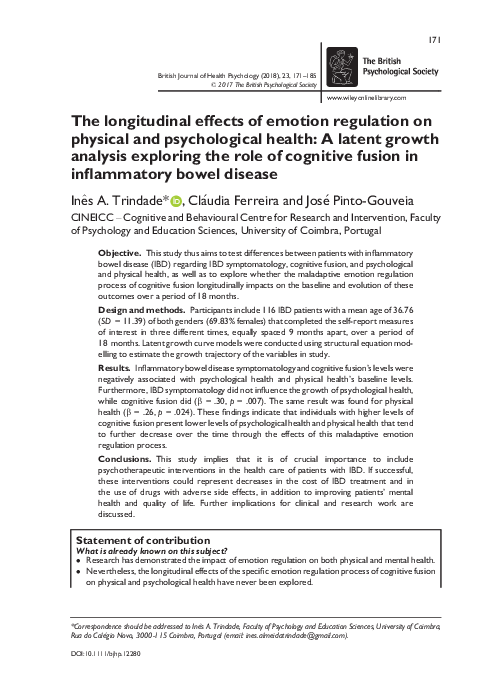 (PDF) The longitudinal effects of emotion regulation on physical and ...