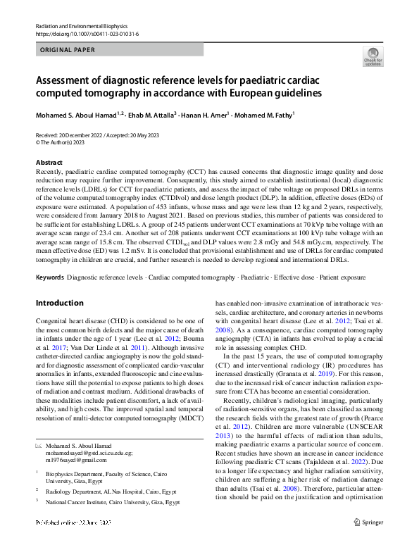 (PDF) Assessment of diagnostic reference levels for paediatric cardiac ...