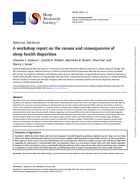 (PDF) A workshop report on the causes and consequences of sleep health ...