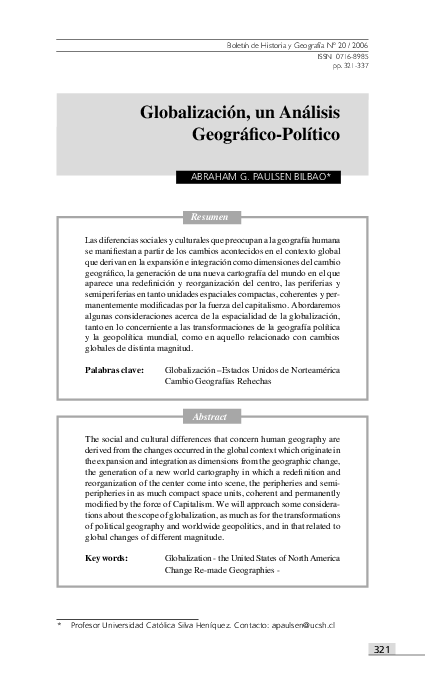 (PDF) Globalización, un Análisis Geográfico-Político