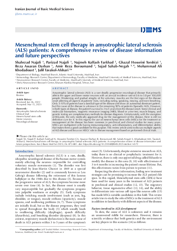 (PDF) Mesenchymal stem cell therapy in amyotrophic lateral sclerosis ...