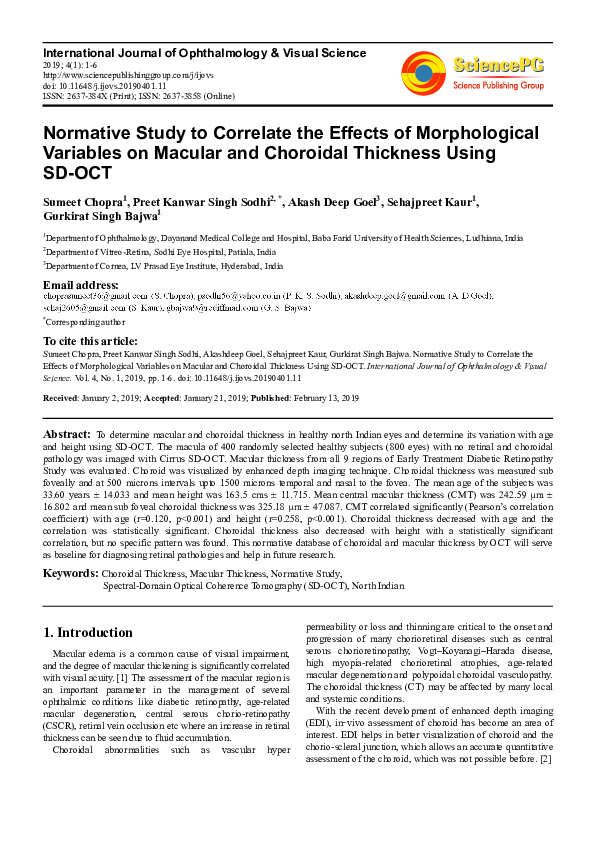 (PDF) Normative Study to Correlate the Effects of Morphological ...