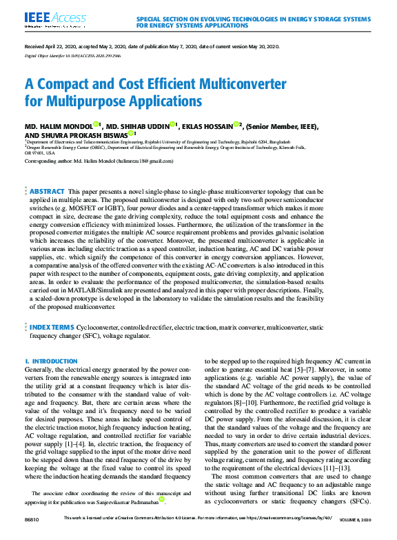 (PDF) A compact and cost efficient multiconverter for multipurpose ...