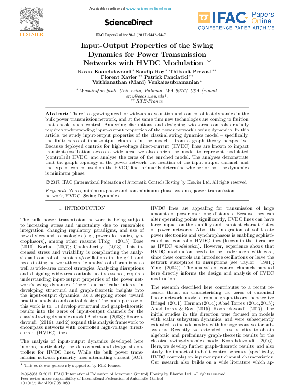 (PDF) Input-Output Properties of the Swing Dynamics for Power ...