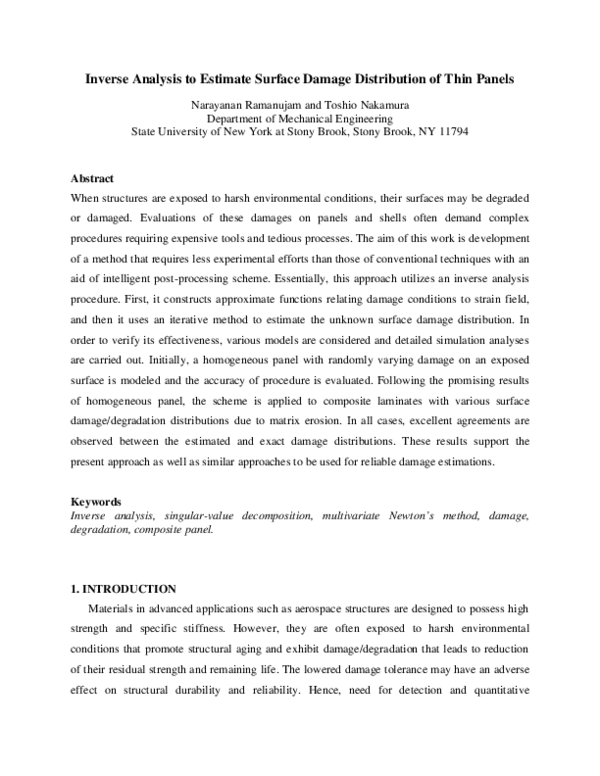 (PDF) Inverse Analysis to Estimate Surface Damage Distribution of Thin ...