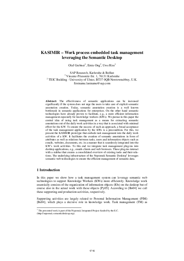 (PDF) Kasimir-work process embedded task management leveraging the ...