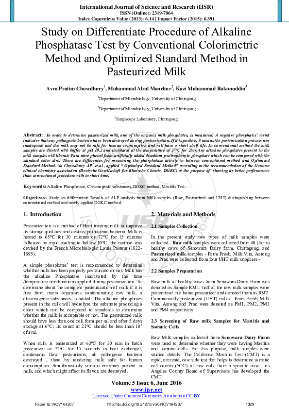 (PDF) Study on Differentiate Procedure of Alkaline Phosphatase Test by