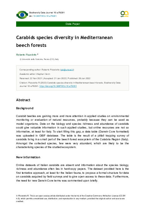 (PDF) Carabids species diversity in Mediterranean beech forests