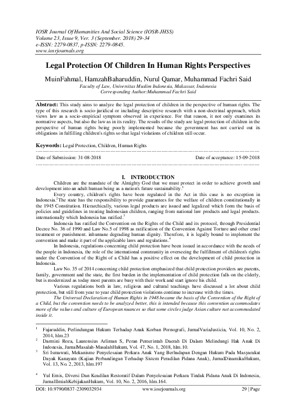 (PDF) Legal Protection Of Children In Human Rights Perspectives