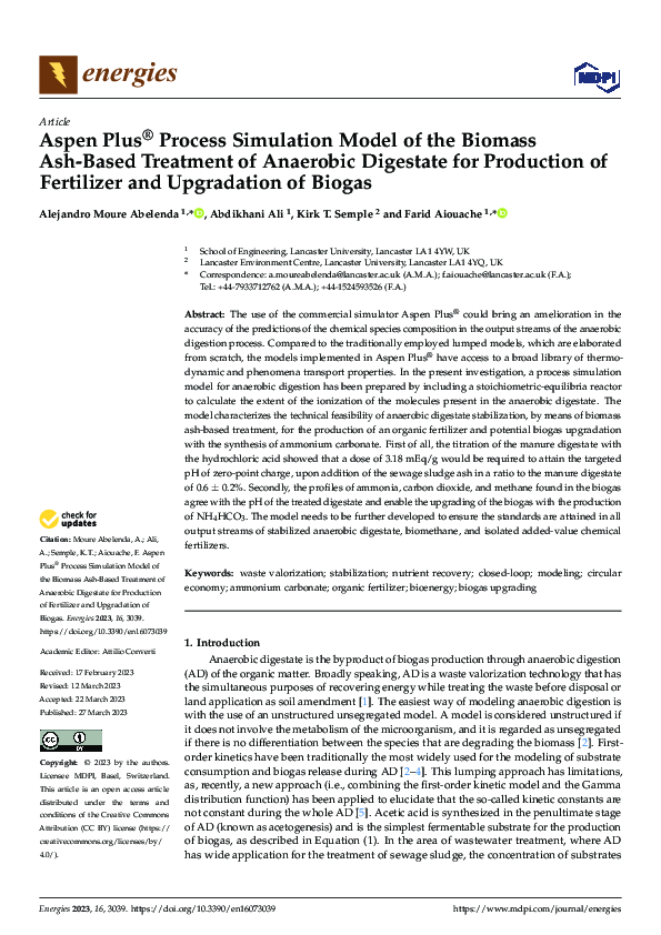 (PDF) Aspen Plus® Process Simulation Model of the Biomass Ash-Based ...